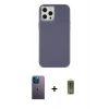 MARSİLYAN™- iPhone 12 Pro Max Kılıf Çekirdek Çizgi - Siyah Joko Magic 5D Hayalet Cam + Mavi Neon Fosforlu Kamera Lens