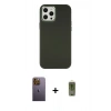 MARSİLYAN™- iPhone 12 Pro Max Kılıf Çekirdek Çizgi - Siyah Joko Magic 5D Hayalet Cam + Sarı Neon Fosforlu Kamera Lens