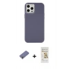 MARSİLYAN™- iPhone 12 Pro Max Kılıf Çekirdek Çizgi - Siyah Mat Seramik Nano Ekran Koruyucu + Metal Kamera Lens Koruma Cam - GD
