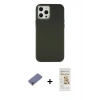 MARSİLYAN™- iPhone 12 Pro Max Kılıf Çekirdek Çizgi - Siyah Mat Seramik Nano Ekran Koruyucu + Metal Kamera Lens Koruma Cam - GD