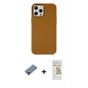 MARSİLYAN™- iPhone 12 Pro Max Kılıf Çekirdek Çizgi - Siyah Mat Seramik Nano Ekran Koruyucu + Metal Kamera Lens Koruma Cam - KI