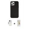 MARSİLYAN™- iPhone 12 Pro Max Kılıf Çekirdek Çizgi - Siyah Mat Seramik Nano Ekran Koruyucu + Shine Kamera Lens - LT