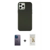 MARSİLYAN™- iPhone 12 Pro Max Kılıf Çekirdek Çizgi - Siyah Mat Seramik Nano Ekran Koruyucu + Neon Fosforlu Kamera Lens - MI