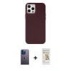 MARSİLYAN™- iPhone 12 Pro Max Kılıf Çekirdek Çizgi - Siyah Mat Seramik Nano Ekran Koruyucu + Neon Fosforlu Kamera Lens - MI