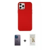 MARSİLYAN™- iPhone 12 Pro Max Kılıf Çekirdek Çizgi - Siyah Mat Seramik Nano Ekran Koruyucu + Neon Fosforlu Kamera Lens - MI