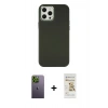 MARSİLYAN™- iPhone 12 Pro Max Kılıf Çekirdek Çizgi - Siyah Mat Seramik Nano Ekran Koruyucu + Neon Fosforlu Kamera Lens - YL