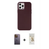 MARSİLYAN™- iPhone 12 Pro Max Kılıf Çekirdek Çizgi - Siyah Mat Seramik Nano Ekran Koruyucu + Neon Fosforlu Kamera Lens - SI