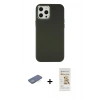 MARSİLYAN™- iPhone 12 Pro Max Kılıf Çekirdek Çizgi - Siyah Mat Seramik Nano Ekran Koruyucu + Renkli Kamera Lens Koruma Cam - YL