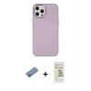 MARSİLYAN™- iPhone 12 Pro Max Kılıf Çekirdek Çizgi - Siyah Mat Seramik Nano Ekran Koruyucu + Shine Kamera Lens Koruma Cam - PE