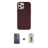 MARSİLYAN™- iPhone 12 Pro Max Kılıf Çekirdek Çizgi - Siyah Polymer Nano Ekran Koruyucu + Neon Fosforlu Kamera Lens - BZ