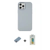 MARSİLYAN™- iPhone 12 Pro Max Kılıf Çekirdek Çizgi - Siyah Polymer Nano Ekran Koruyucu + Shine Kamera Lens Koruma Cam - GI