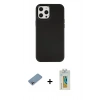 MARSİLYAN™- iPhone 12 Pro Max Kılıf Çekirdek Çizgi - Siyah Polymer Nano Ekran Koruyucu + Shine Kamera Lens Koruma Cam - GI