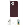 MARSİLYAN™- iPhone 12 Pro Max Kılıf Çekirdek Çizgi - Siyah Polymer Nano Ekran Koruyucu + Gold Shine Kamera Lens
