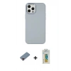 MARSİLYAN™- iPhone 12 Pro Max Kılıf Çekirdek Çizgi - Siyah Polymer Nano Ekran Koruyucu + Metal Kamera Lens Koruma Cam - KI
