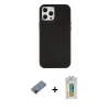 MARSİLYAN™- iPhone 12 Pro Max Kılıf Çekirdek Çizgi - Siyah Polymer Nano Ekran Koruyucu + Metal Kamera Lens Koruma Cam - KI