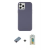 MARSİLYAN™- iPhone 12 Pro Max Kılıf Çekirdek Çizgi - Siyah Polymer Nano Ekran Koruyucu + Metal Kamera Lens Koruma Cam - KI