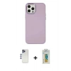 MARSİLYAN™- iPhone 12 Pro Max Kılıf Çekirdek Çizgi - Siyah Polymer Nano Ekran Koruyucu + Lacivert Shine Kamera Lens