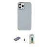 MARSİLYAN™- iPhone 12 Pro Max Kılıf Çekirdek Çizgi - Siyah Polymer Nano Ekran Koruyucu + Renkli Kamera Lens Koruma Cam - MI