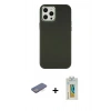 MARSİLYAN™- iPhone 12 Pro Max Kılıf Çekirdek Çizgi - Siyah Polymer Nano Ekran Koruyucu + Renkli Kamera Lens Koruma Cam - MI