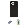 MARSİLYAN™- iPhone 12 Pro Max Kılıf Çekirdek Çizgi - Siyah Polymer Nano Ekran Koruyucu + Metal Kamera Lens Koruma Cam - GD