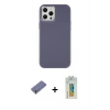 MARSİLYAN™- iPhone 12 Pro Max Kılıf Çekirdek Çizgi - Siyah Polymer Nano Ekran Koruyucu + Metal Kamera Lens Koruma Cam - GD