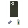 MARSİLYAN™- iPhone 12 Pro Max Kılıf Çekirdek Çizgi - Siyah Polymer Nano Ekran Koruyucu + Metal Kamera Lens Koruma Cam - GD