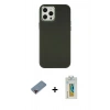MARSİLYAN™- iPhone 12 Pro Max Kılıf Çekirdek Çizgi - Siyah Polymer Nano Ekran Koruyucu + Metal Kamera Lens Koruma Cam - KI