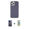 MARSİLYAN™- iPhone 12 Pro Max Kılıf Çekirdek Çizgi - Siyah Polymer Nano Ekran Koruyucu + Neon Fosforlu Kamera Lens - MI