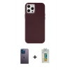 MARSİLYAN™- iPhone 12 Pro Max Kılıf Çekirdek Çizgi - Siyah Polymer Nano Ekran Koruyucu + Neon Fosforlu Kamera Lens - MI