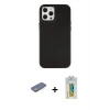 MARSİLYAN™- iPhone 12 Pro Max Kılıf Çekirdek Çizgi - Siyah Polymer Nano Ekran Koruyucu + Renkli Kamera Lens Koruma Cam - YL