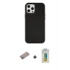 MARSİLYAN™- iPhone 12 Pro Max Kılıf Çekirdek Çizgi - Siyah Polymer Nano Ekran Koruyucu + Shine Kamera Lens Koruma Cam - SABE