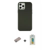MARSİLYAN™- iPhone 12 Pro Max Kılıf Çekirdek Çizgi - Siyah Polymer Nano Ekran Koruyucu + Shine Kamera Lens Koruma Cam - SABE