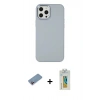 MARSİLYAN™- iPhone 12 Pro Max Kılıf Çekirdek Çizgi - Siyah Polymer Nano Ekran Koruyucu + Shine Kamera Lens Koruma Cam - PE