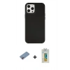 MARSİLYAN™- iPhone 12 Pro Max Kılıf Çekirdek Çizgi - Siyah Polymer Nano Ekran Koruyucu + Shine Kamera Lens Koruma Cam - PE