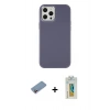 MARSİLYAN™- iPhone 12 Pro Max Kılıf Çekirdek Çizgi - Siyah Polymer Nano Ekran Koruyucu + Shine Kamera Lens Koruma Cam - PE