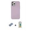 MARSİLYAN™- iPhone 12 Pro Max Kılıf Çekirdek Çizgi - Siyah Polymer Nano Ekran Koruyucu + Shine Kamera Lens Koruma Cam - PE
