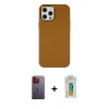 MARSİLYAN™- iPhone 12 Pro Max Kılıf Çekirdek Çizgi - Siyah Polymer Nano Ekran Koruyucu + Neon Fosforlu Kamera Lens - TU