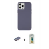 MARSİLYAN™- iPhone 12 Pro Max Kılıf Çekirdek Çizgi - Siyah Polymer Nano Ekran Koruyucu + Turuncu Renkli Kamera Lens Koruma Cam