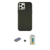 MARSİLYAN™- iPhone 12 Pro Max Kılıf Çekirdek Çizgi - Siyah Polymer Nano Ekran Koruyucu + Yeşil Renkli Kamera Lens Koruma Cam