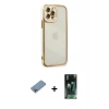 MARSİLYAN™- iPhone 12 Pro Max Kılıf Çekirdek Klasik Serisi - Şeffaf 360 Full Body Arka Koruyucu + Shine Kamera Lens Koruma Cam - GI