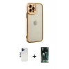 MARSİLYAN™- iPhone 12 Pro Max Kılıf Çekirdek Klasik Serisi - Şeffaf 360 Full Body Arka Koruyucu + Lacivert Shine Kamera Lens