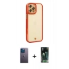 MARSİLYAN™- iPhone 12 Pro Max Kılıf Çekirdek Klasik Serisi - Şeffaf 360 Full Body Arka Koruyucu + Mavi Neon Fosforlu Kamera Lens