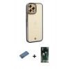 MARSİLYAN™- iPhone 12 Pro Max Kılıf Çekirdek Klasik Serisi - Şeffaf 360 Full Body Arka Koruyucu + Shine Kamera Lens Koruma Cam - GD