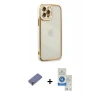 MARSİLYAN™- iPhone 12 Pro Max Kılıf Çekirdek Klasik Serisi - Şeffaf Royal Nano Ekran Koruyucu + Metal Kamera Lens Koruma Cam - GD