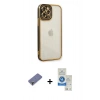 MARSİLYAN™- iPhone 12 Pro Max Kılıf Çekirdek Klasik Serisi - Şeffaf Royal Nano Ekran Koruyucu + Metal Kamera Lens Koruma Cam - GD