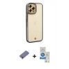 MARSİLYAN™- iPhone 12 Pro Max Kılıf Çekirdek Klasik Serisi - Şeffaf Royal Nano Ekran Koruyucu + Metal Kamera Lens Koruma Cam - GD