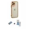 MARSİLYAN™- iPhone 12 Pro Max Kılıf Çekirdek Klasik Serisi - Şeffaf Royal Nano Ekran Koruyucu + Shine Kamera Lens Koruma Cam - GS