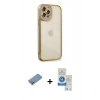 MARSİLYAN™- iPhone 12 Pro Max Kılıf Çekirdek Klasik Serisi - Şeffaf Royal Nano Ekran Koruyucu + Shine Kamera Lens Koruma Cam - GS