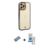 MARSİLYAN™- iPhone 12 Pro Max Kılıf Çekirdek Klasik Serisi - Şeffaf Royal Nano Ekran Koruyucu + Shine Kamera Lens Koruma Cam - GS