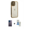 MARSİLYAN™- iPhone 12 Pro Max Kılıf Çekirdek Klasik Serisi - Şeffaf Royal Nano Ekran Koruyucu + Neon Fosforlu Kamera Lens - MI